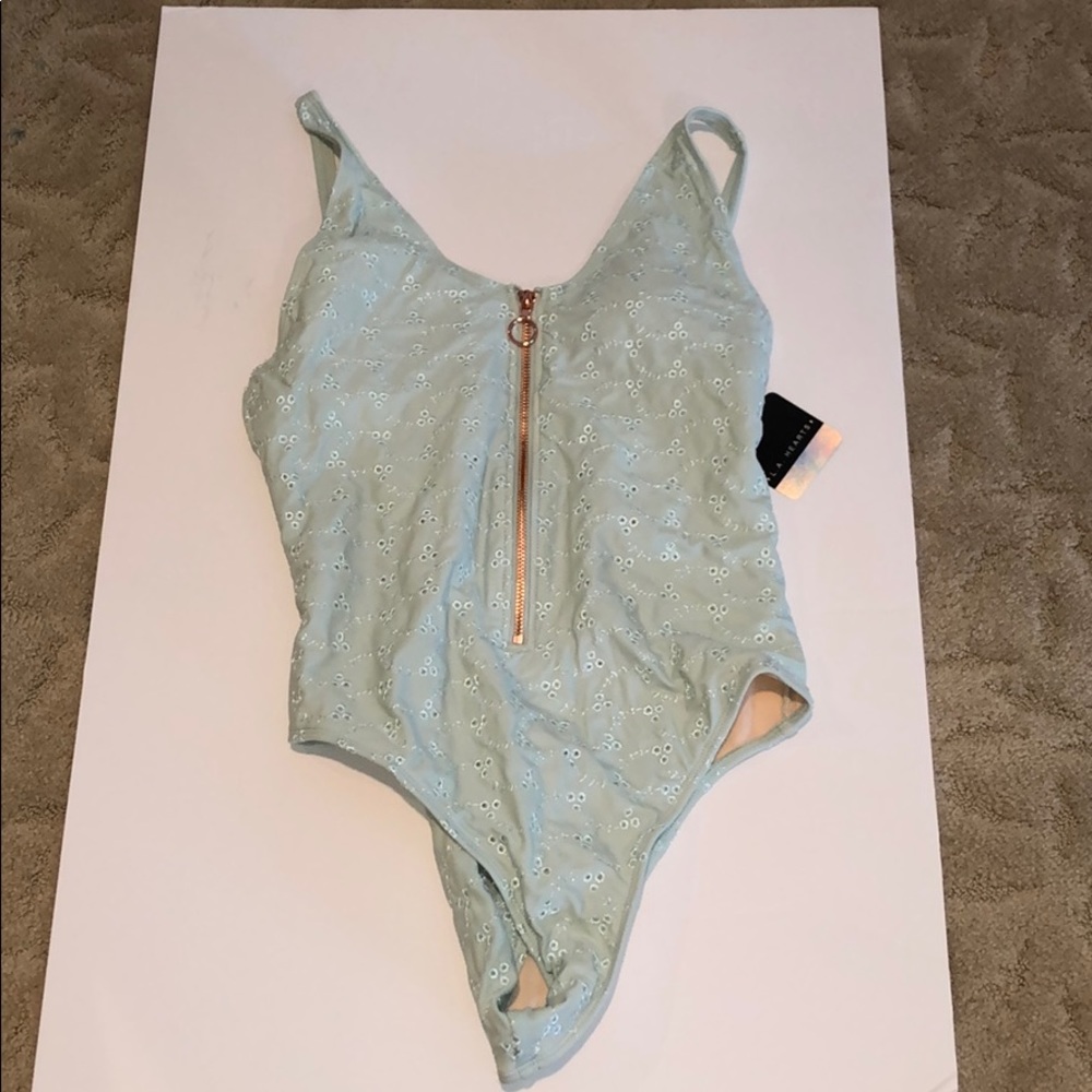 One piece zip up swimsuit